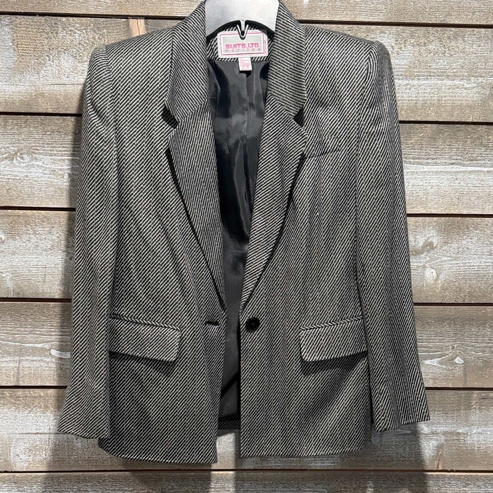 Women's Herringbone Blazer - Black and White